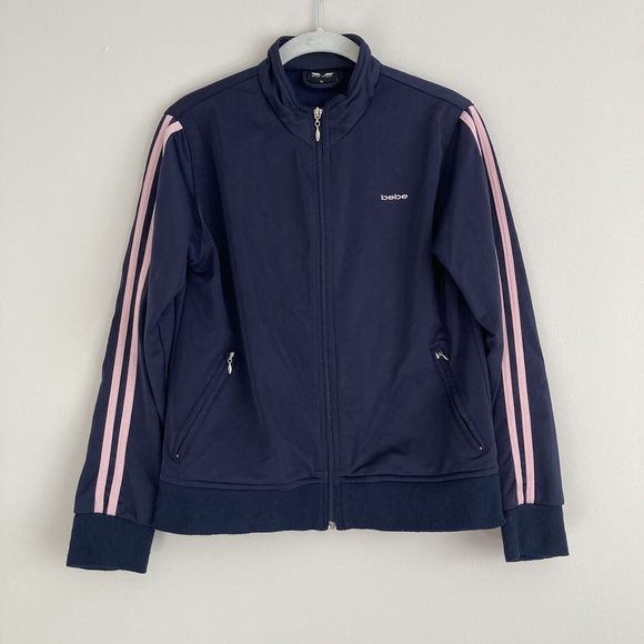 BEBE Sport Vintage Y2k Track Jacket Blue Pink Early 90s 00s Size Medium - Picture 1 of 7